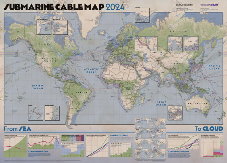 Telegeography Submarine Cable Map 2024