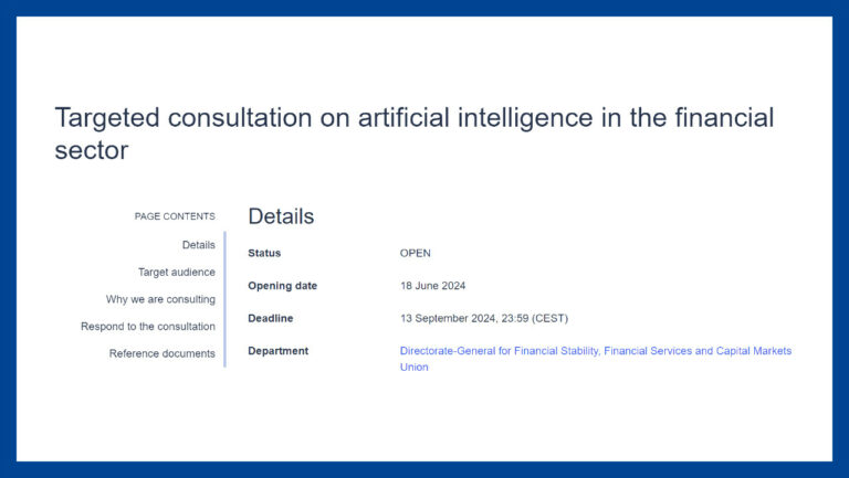 Targeted consultation on artificial intelligence in the financial sector